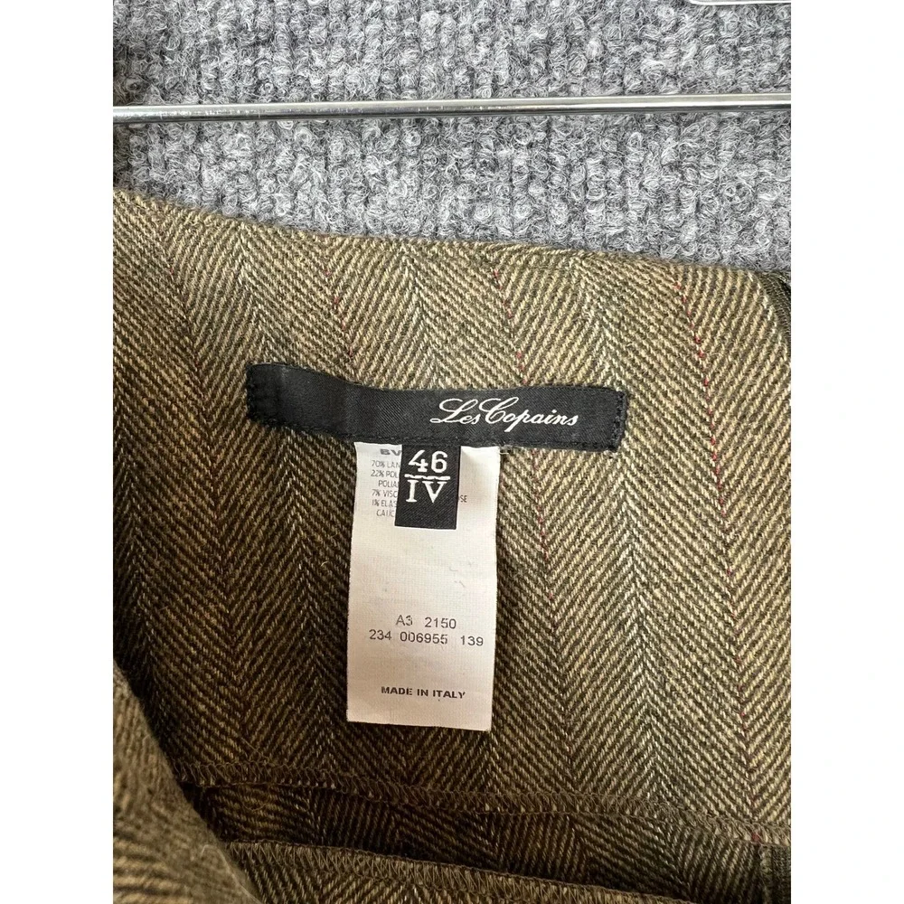 Les Copains Women Skirt L Green Herringbone Wool Blend A-Line Side Buckle Twee - Picture 4 of 8